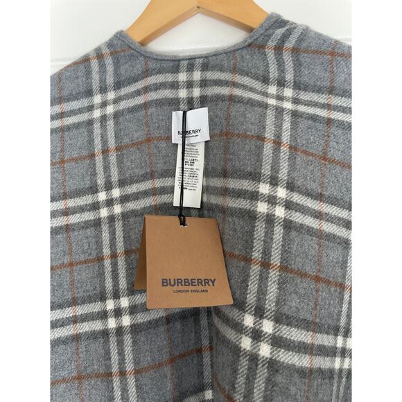 NEW Burberry Plaid Poncho Cape Shawl Fringe Wool Authentic NWT! - Picture 10 of 11